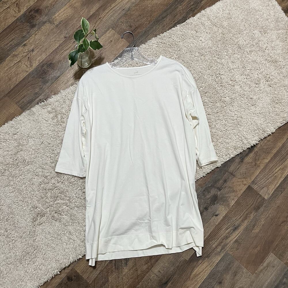 J.Jill Size Small White Luxe Supima Cotton Ballet Sleeve Tunic Top